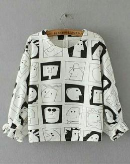 Blus Muslim Cartoon White